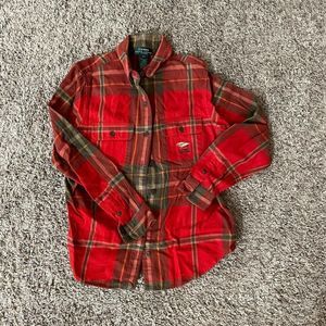 Ralph Lauran Women's Long Sleeve Red Plaid Button-Down Shirt Size SP